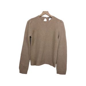 J. crew.  Beige.Wool Puffy Shoulder Long Sleeves Wool Knit Sweater Medium